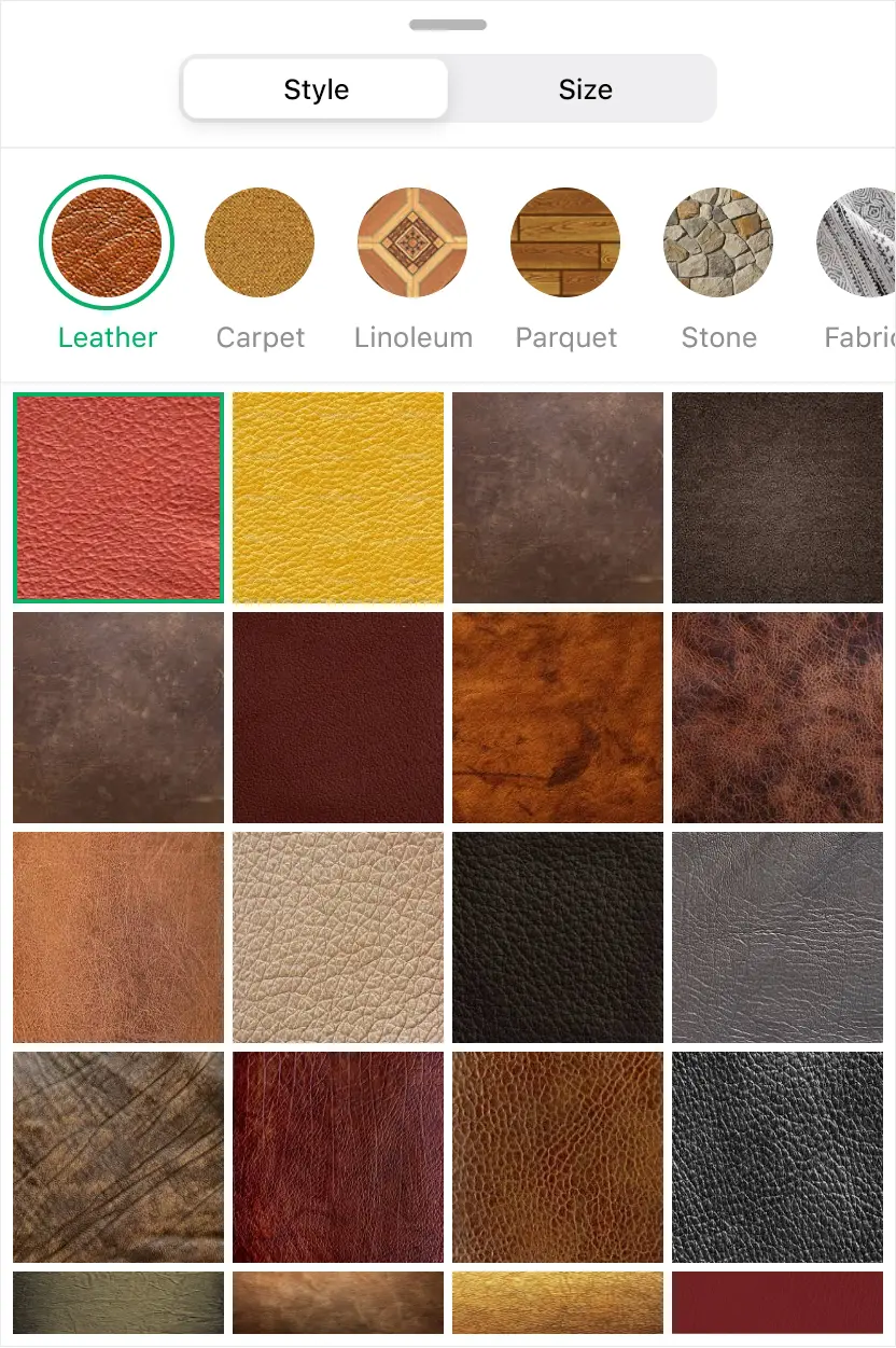 Selection of room colors and fabrics