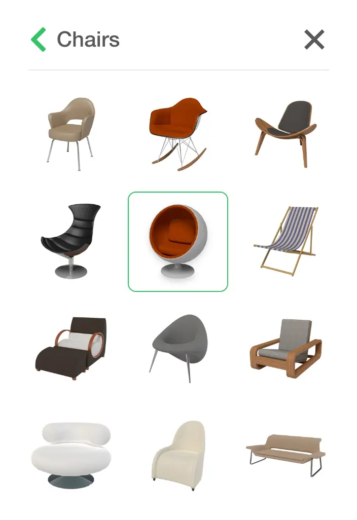 Room chairs selection